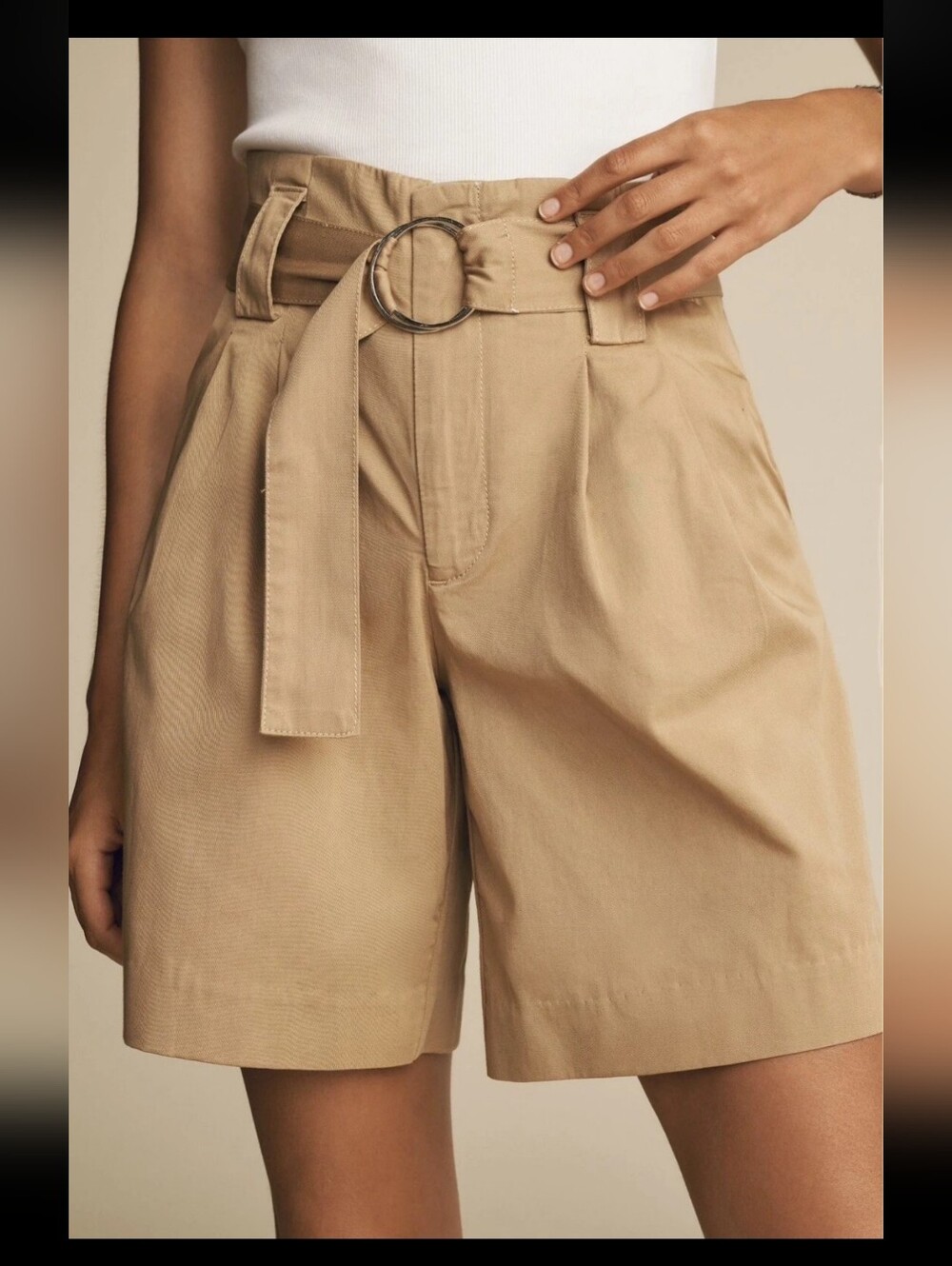 Anthropologie Maeve‎ Khaki Longline O Ring Belt Shorts